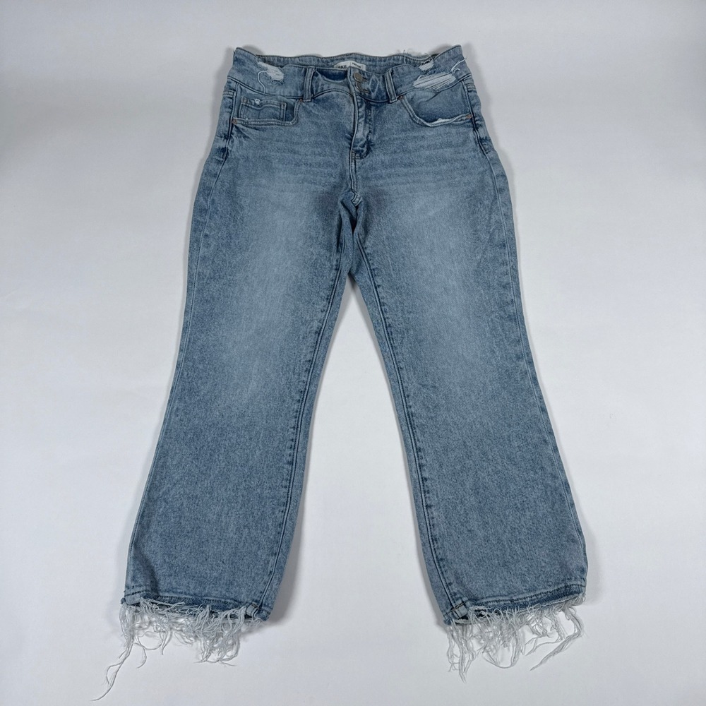 BKE Jeans Womens 32x27 Blue Payton Mid Rise Cropped Flare Denim Distressed